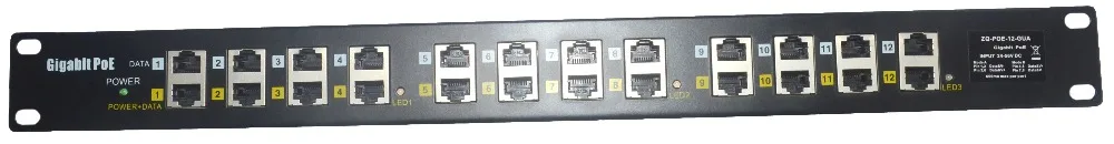 12 портов 1000 м мощность по Ethernet PoE инжектор для 802.3af/пассивных 802.3at устройств 48v120w