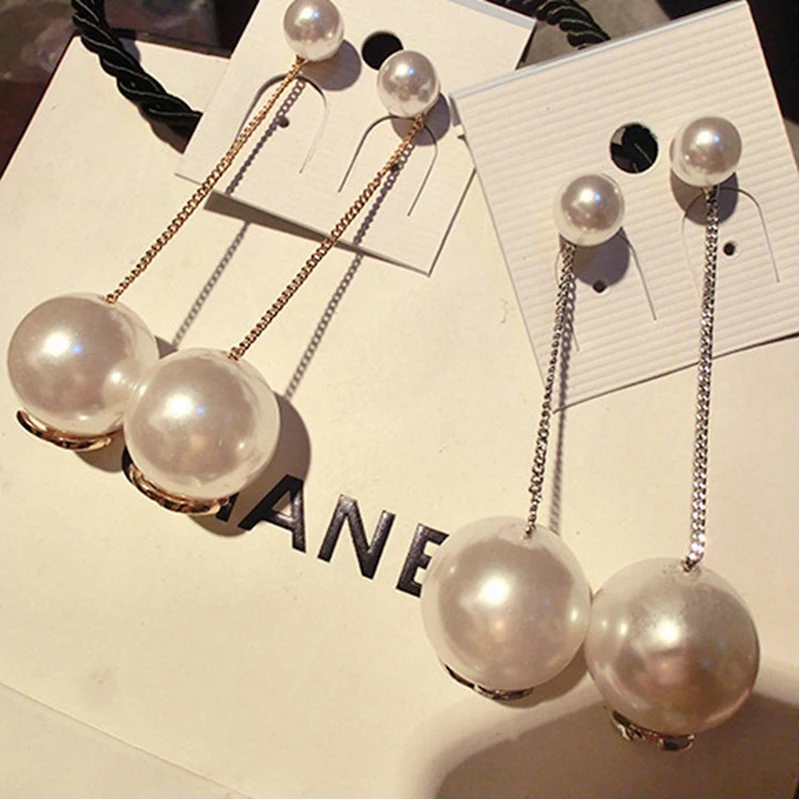 Ювелирные изделия из стерлингового серебра 925 пробы длинные серьги с жемчугом