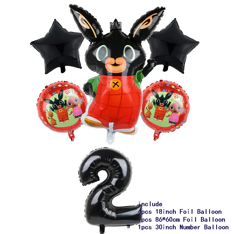 30inch Number 2 6 шт. 86*60 см Bing кролик фольги воздушный шар мультфильм кролик воздушные шары 30 дюймов номер ребенка 1 2 3 4 5 6 декор для вечеринки в честь Дня рождения поставки игрушки - Цвет: 30inch Number 2