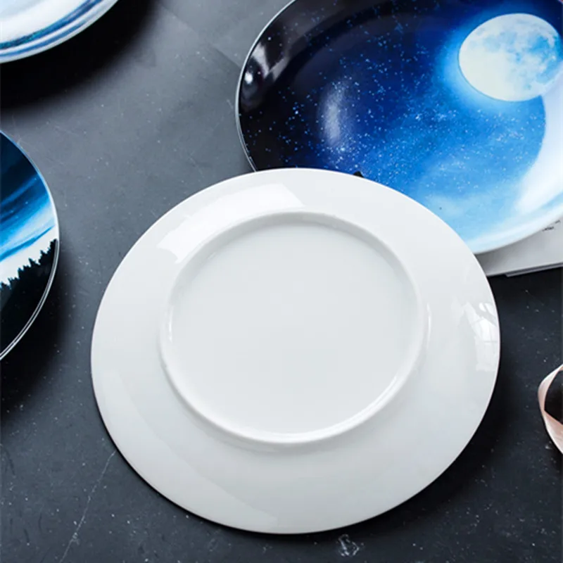 8 дюймов скандинавские керамические тарелки круглые ночные для закуски Тарелка