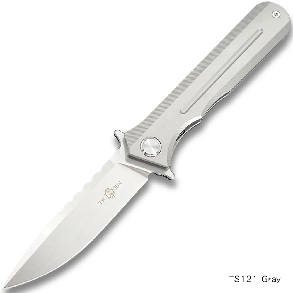 TS121-Gray TWOSUN d2 лезвие складной карманный нож тактические ножи Походный нож охотничий открытый инструмент титановый шариковый подшипник быстро открытый TS121 - Цвет: TS121-Gray