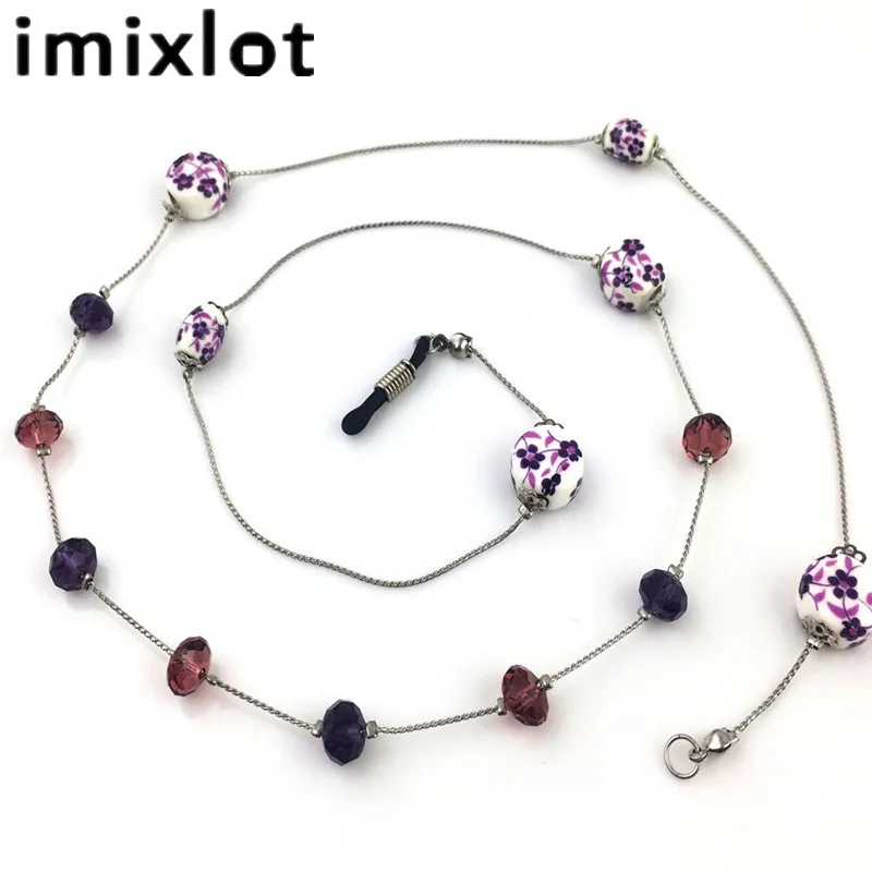 

Цепочка для очков Imixlot для женщин и девушек, креативный нескользящий шнурок с цветочным узором из бисера, элегантное ожерелье, металлически...