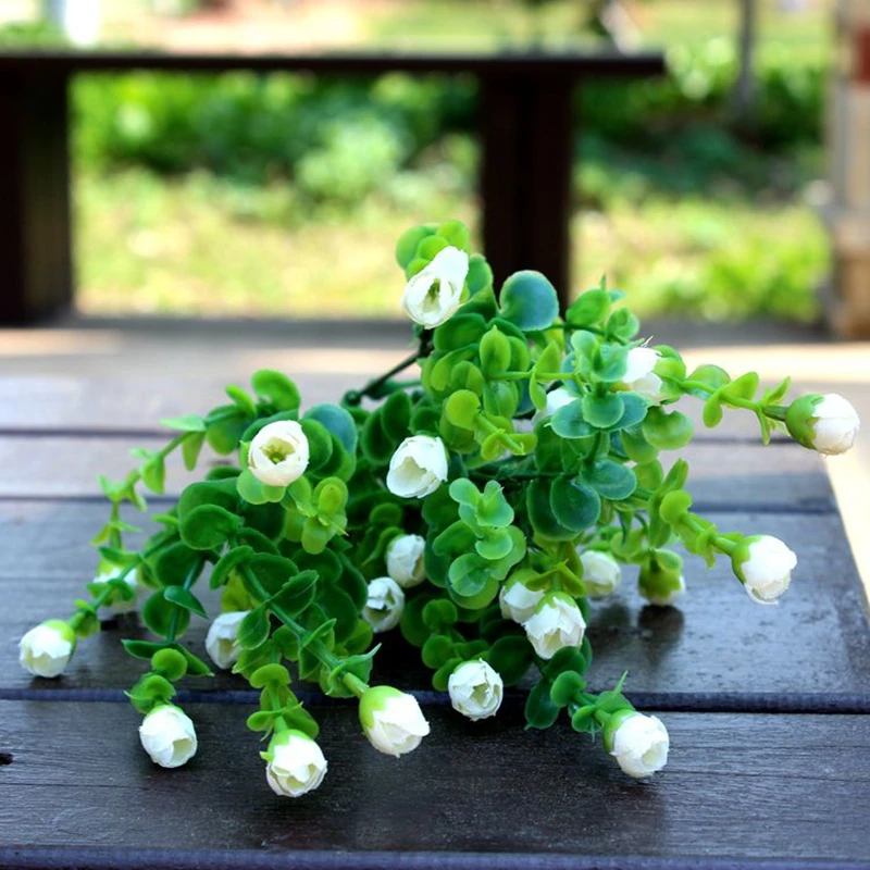 APRICOT 6 Bundles Artificial Mini Rosebuds silk flower bouquet fake grass plants for home decoration washable | Дом и сад