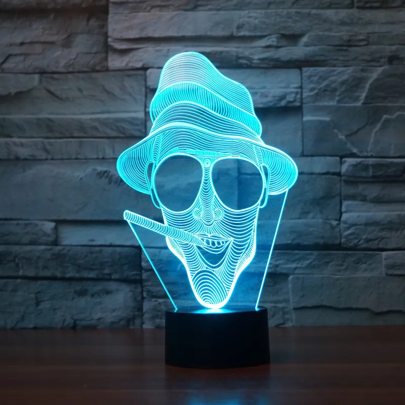 [Seven Neon] стекло и курить человек акрил 7 цветов настольная лампа 3D лампа Новинка светодиодный ночник Миллениум Сокол свет