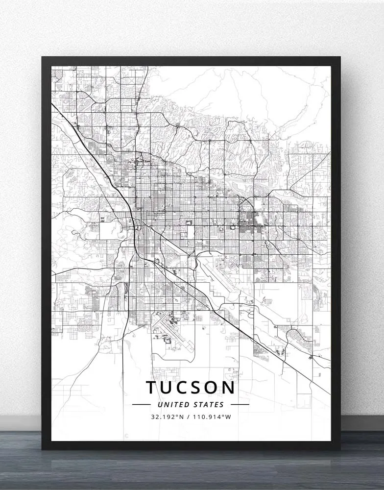 Mesa Phoenix Tucson AZ Arizona USA United States of America Map Poster | Дом и сад