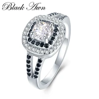 black awn 3 2g 925 sterling silver jewelry blackwhite stone engagement ring bague wedding rings for women c428
