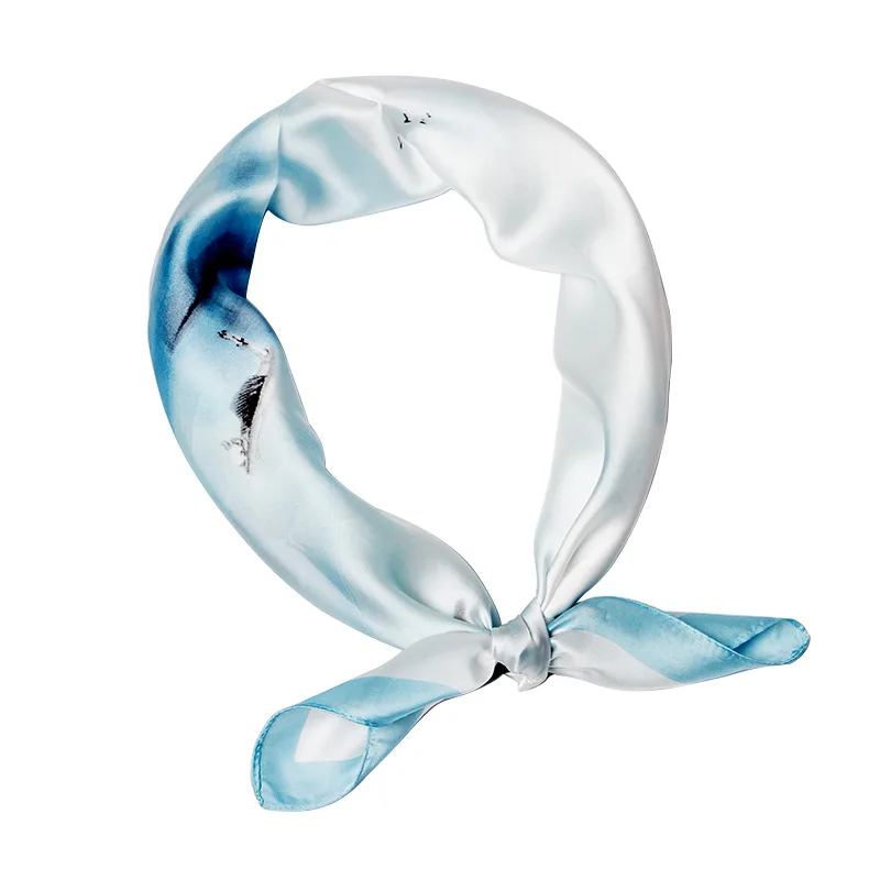 Fashion Women Shawl Ladies Satin Skinny Bags Tie Band Ribbon Hair Neck Kerchief Foulard Print Silk Scarf Square Small Size 70CM |