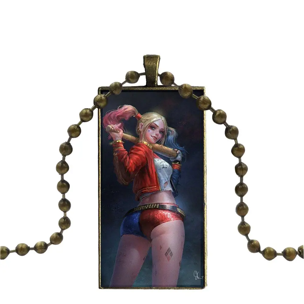 EJ Glaze Super Hero Poison Ivy Harley Fashion Glass Cabochon Pendant Rectangle Necklace Choker Jewelry For Wedding | Украшения и
