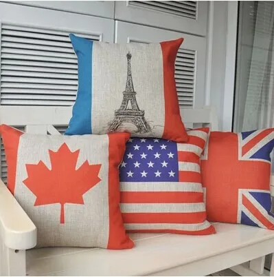 Free shipping New Comfortable Soft Personalised America UK British Canada Flag Eiffel Tower Cushion Cover 45cm*45cm | Дом и сад