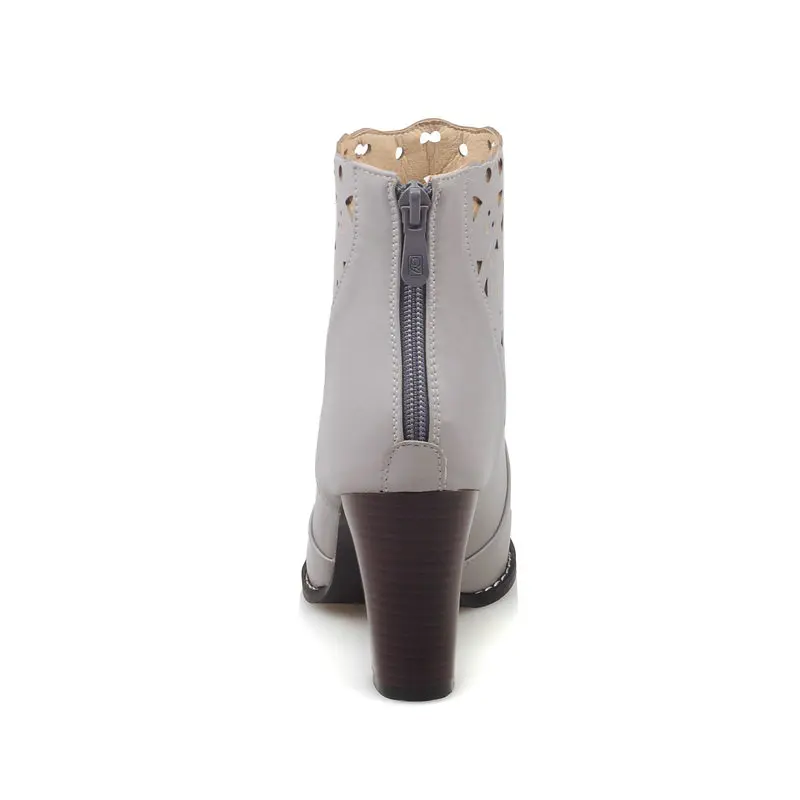 QUTAA/женские туфли с резным узором Искусственная кожа ботильоны на высоком