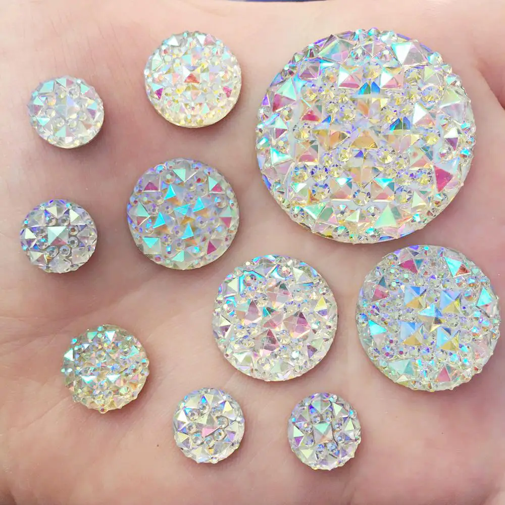 Многоразовый Блестящий AB каучук круглый крокодиловая кожа плоская задняя часть