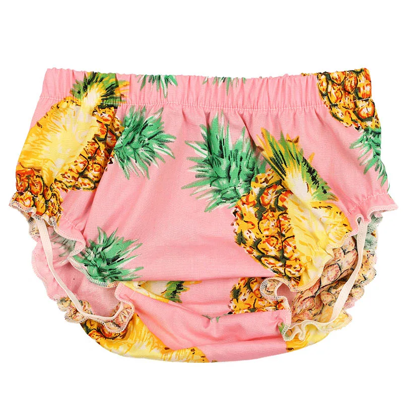 Детские шаровары с принтом ананаса, органический хлопок, подгузник для девочки, чехлы, Пузырьковые шорты для малышей, летняя детская одежда для защиты от солнца