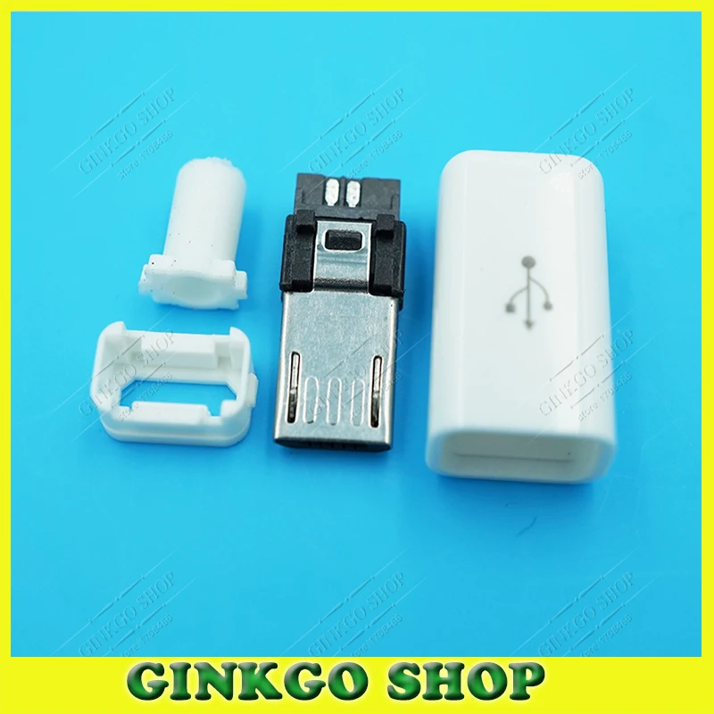 10 компл./лот сварной длинный штекер Micro USB белый цвет для apple style|plug male|plug micro usbplug usb |