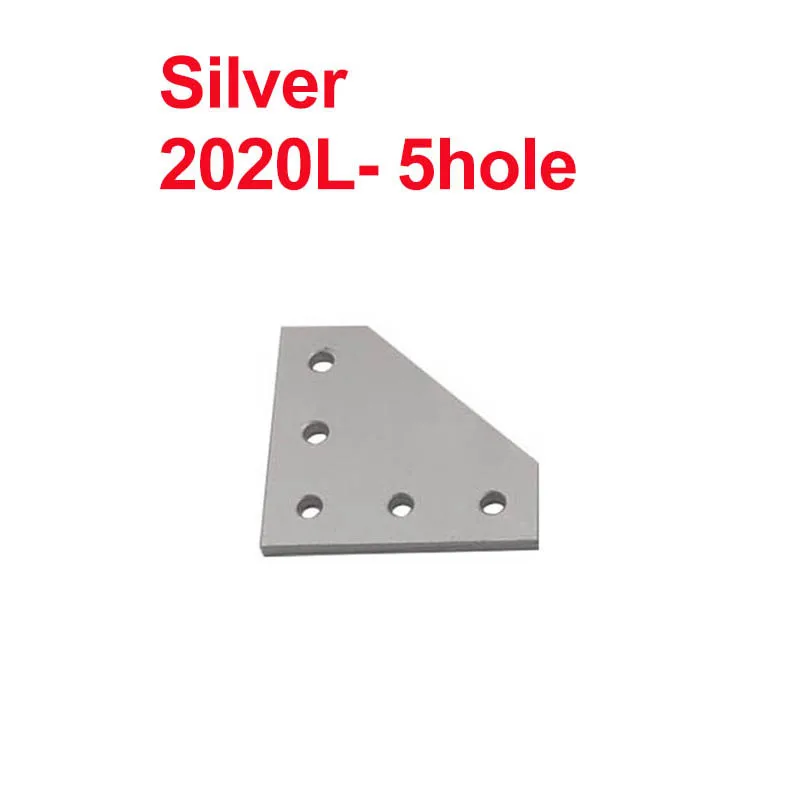 2 шт./лот, соединительная лента с 5 отверстиями, Черная/Серебристая пластина, угловой кронштейн, соединительная лента для алюминиевого профиля 2020, 3030, 4040