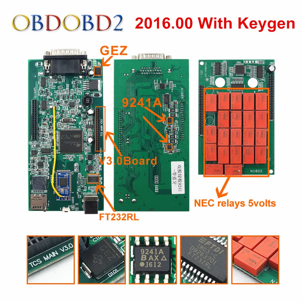 Инструмент CDP TCS WOW Профессиональный мультидиагностический Bluetooth 2016 00 Keygen V3.0 NEC
