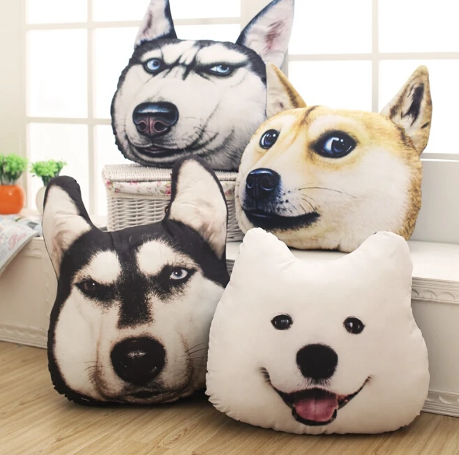 New Plush 3D Printed Samoyed Husky Doge Dog Throw Creative Pillow Cushion Home Decoration