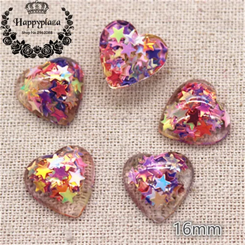 heart 20pcs 20 шт. милые блестящие звезды блестки заполнены смолы прозрачный Круглый/звезда/квадратный/Овальный/Сердце Flatback Кабошон DIY волос Лук Центр деко - Цвет: heart 20pcs