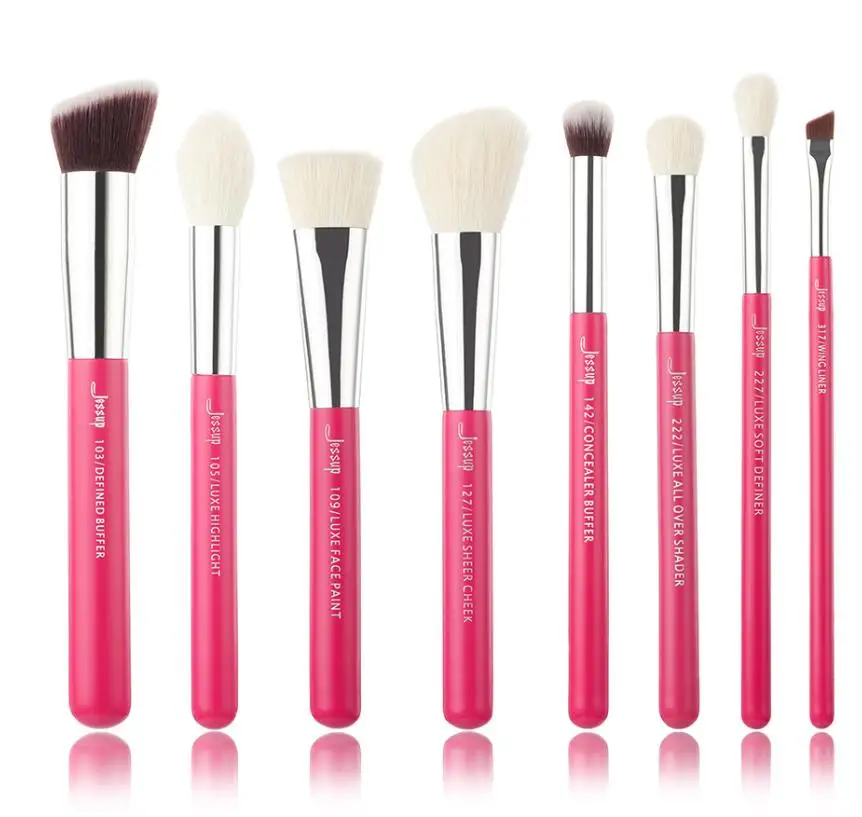 T199(8PCS) Jessup Rose-carmin/Silver набор кистей для макияжа, косметическая основа, пудра, тени для век, Кисть для макияжа, 6 шт.-25 шт., натуральные синтетические волосы - Handle Color: T199(8PCS)
