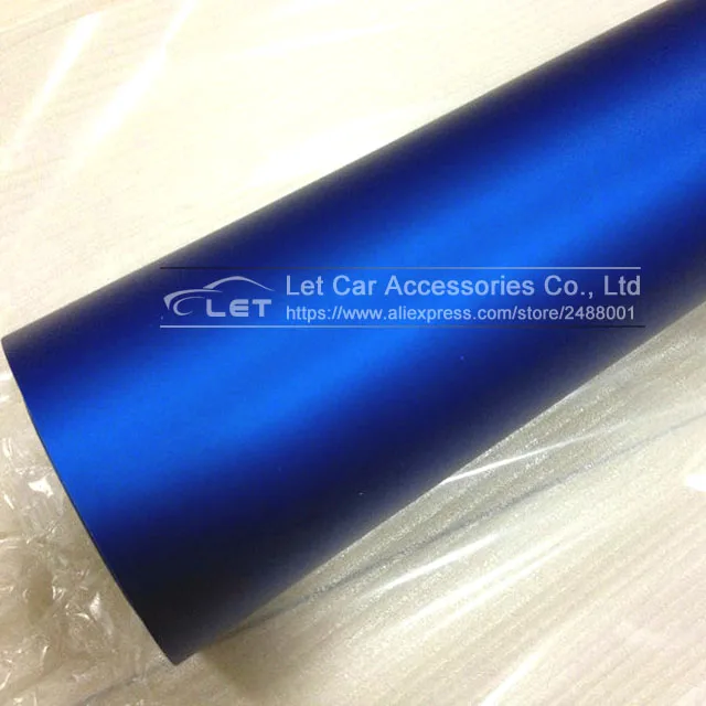 Высококачественный сатиновый металлический матовый хром синяя виниловая