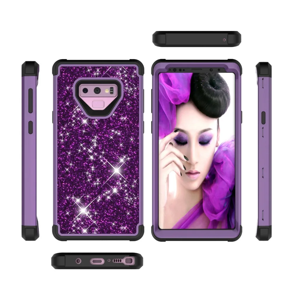 Note 9 чехол Блестящий трехслойный сверхпрочный гибридный защитный противоударный