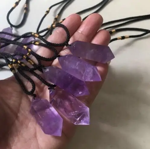 1 шт. натуральный Фиолетовый аметист Кварцевый Кристалл кулон ИСЦЕЛЕНИЕ DT