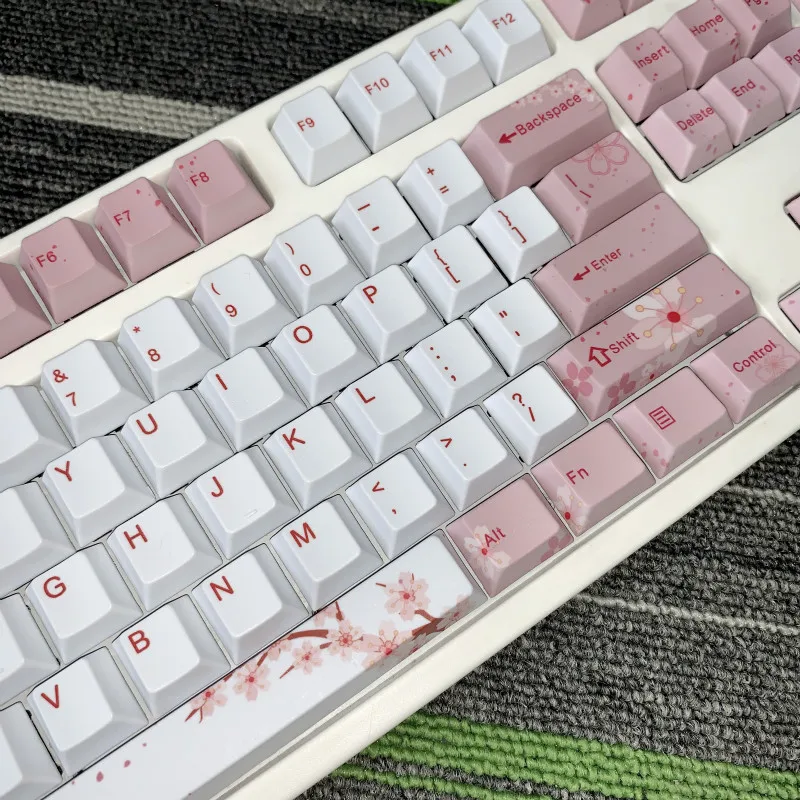 Cherry Blossom Keycaps полный набор механических клавишных колпачков PBT 5 для сублимации лица Keycap для всех Sakura Keycap Set