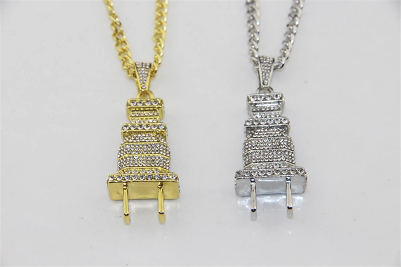 Модные ювелирные изделия мужские Iced Out Bling подвеска в виде вилки ожерелье Золото