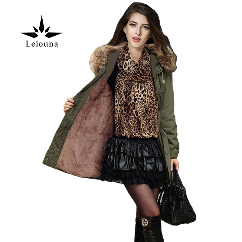 Leiouna/одежда цвета хаки свободные зимние пальто с хлопковой подкладкой для волос