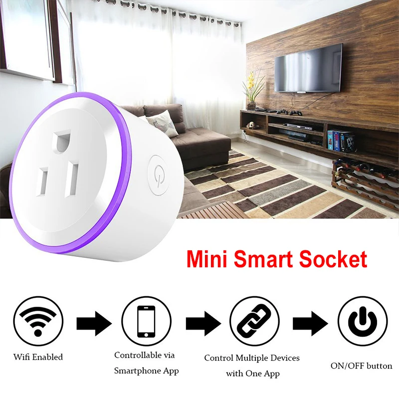 

Smart Mini WiFi Charger Plug EU Phone Remote Control Smart Switch Socket for IOS Android Phone with Amazon Alexa Google Assistan