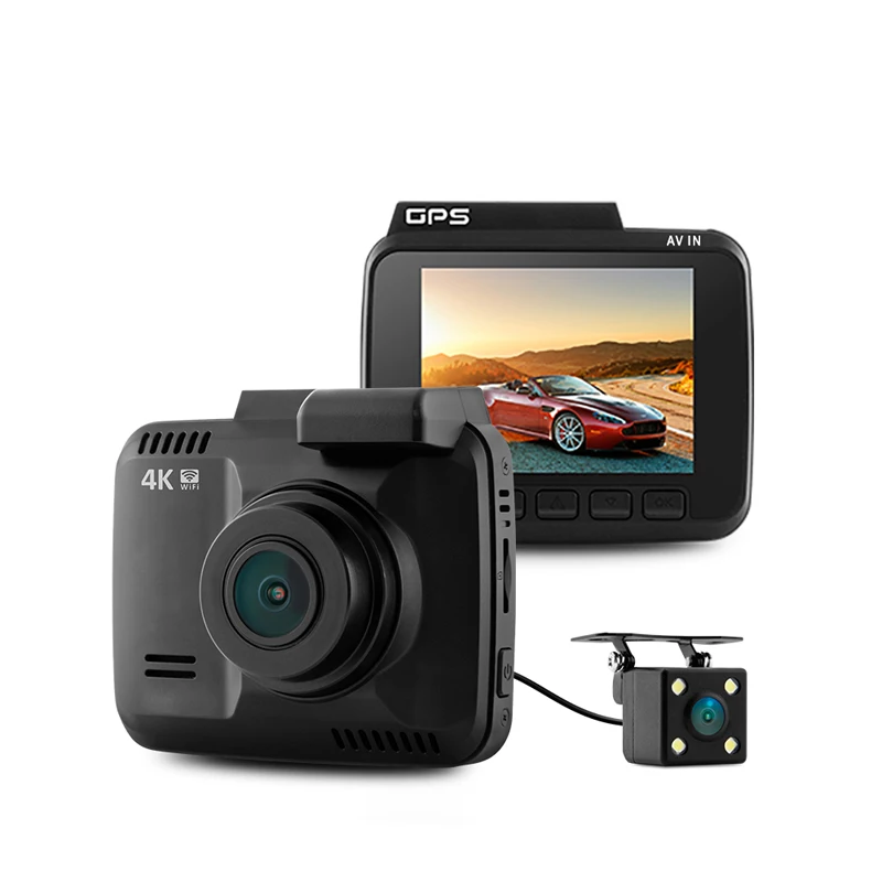 Dashcam 4K Встроенный GPS Автомобильный видеорегистратор WiFi Автомобильная камера 2 4