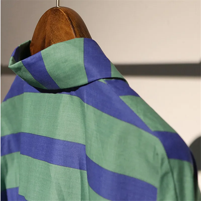 Korobov Shirts 2019 New Korean Vintage Striped Female Blouse Loose Casual Mujer Blusas Tops Long Patchwok 76753 |