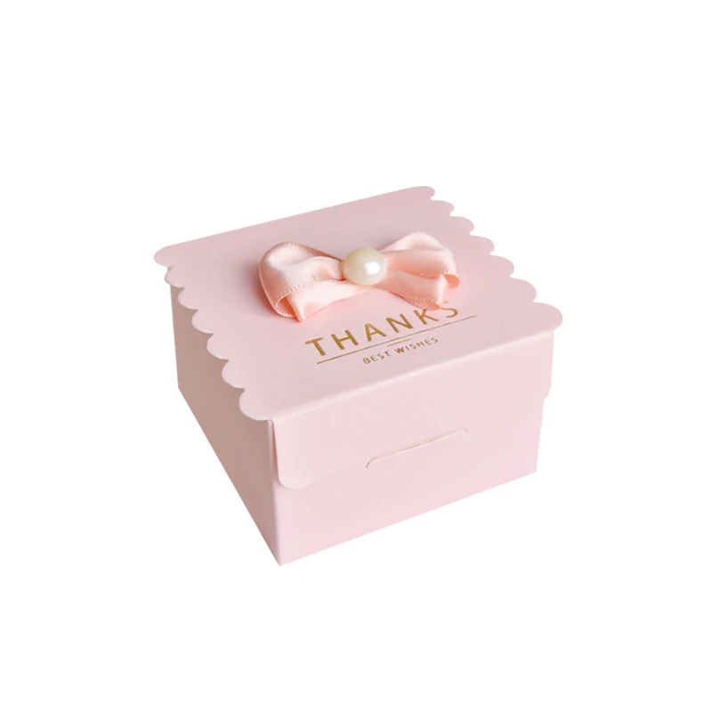 

50pcs/lot Square With pearl Candy Box Paper Gift Bags for Party Baby Shower Birthday wedding Candy Box Party Supplies