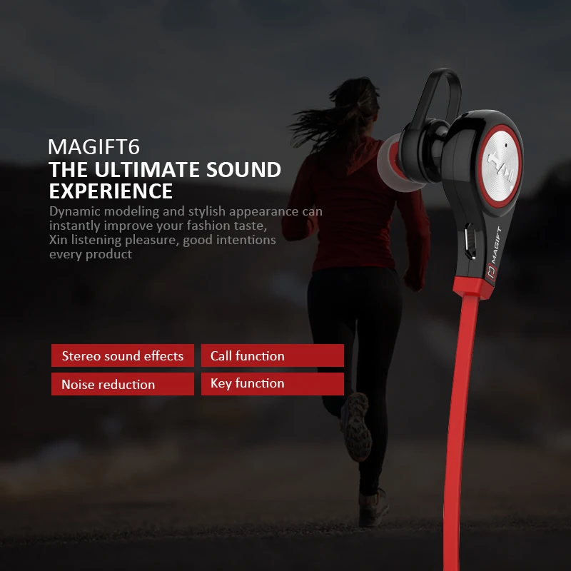 Magift6 Bluetooth Wireless Earphone With Micphone Handsfree for Smartphone Sports Noise Cancelling Stereo Earphones | Электроника