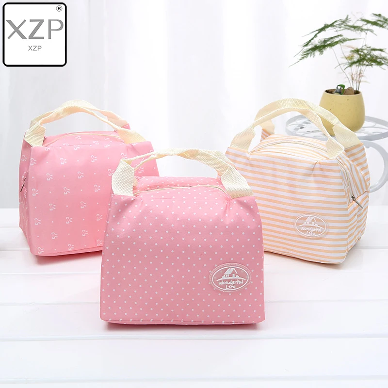 XZP Thermal Lunch Bags Fresh Pink Cherry Tote Polyester Peach Skin Portable Butterfly Convenient | Багаж и сумки