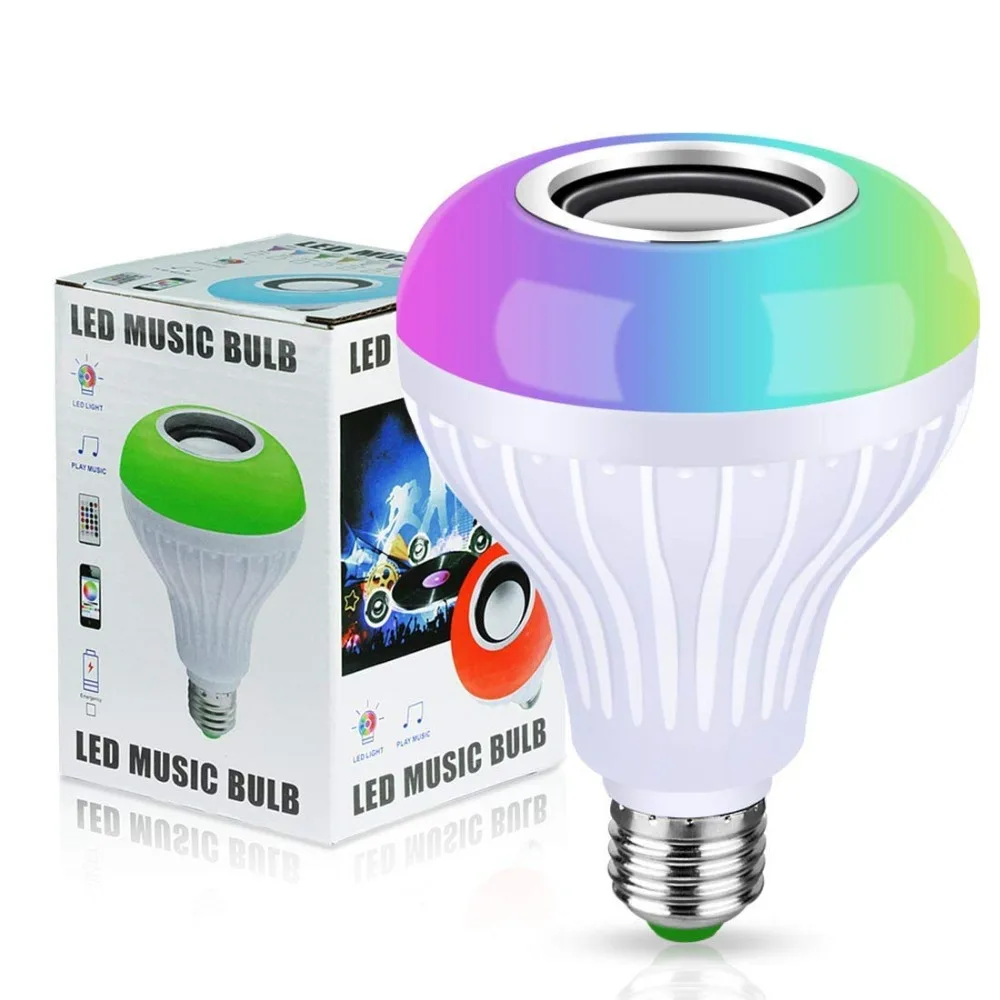 Bluetooth Динамик лампочки RGB светодиодный с затемнением музыка E27 база пультом