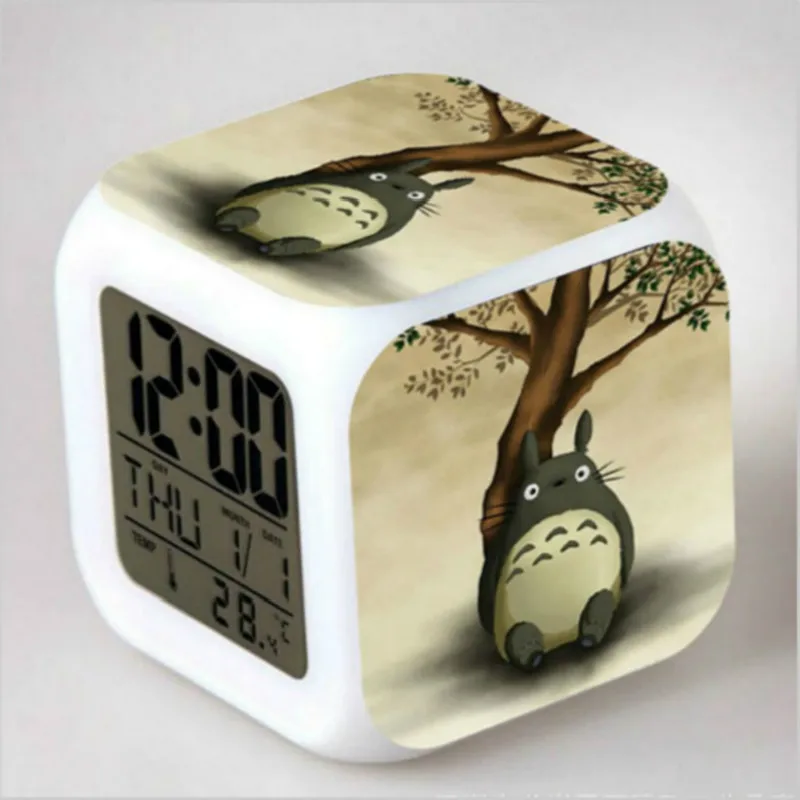 Totoro Японские Аниме фотообои цифровой будильник игрушки светодиодные часы