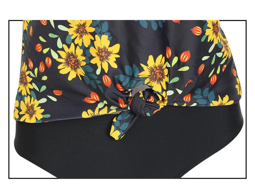 Новая мода из двух частей Tankini купальник Для женщин купальники Винтаж принт размера плюс купальники Для женщин Мягкий купальный костюм бикини набор S-XXXL