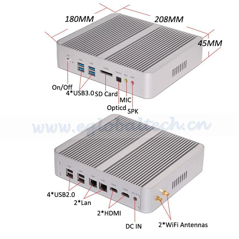 Лучшие персональные Мини ПК Intel Core i7 5500u 2 HDMI 2-RJ45 Lan Мини Персональный компьютер усовершенствованной технологии Windows10 коммерческих Офис micro компьютер 4 К HTPC WiFi