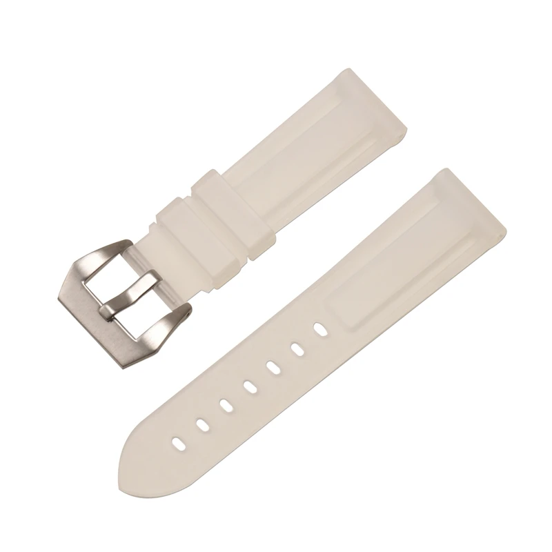 transl silver clasp HQ силиконовый ремешок 20 22 24 26 мм камуфляжные часы силиконовый браслет резиновый сменный Браслет наручных часов для PAM ремешок и стальная пряжка - Цвет ремешка: transl silver clasp
