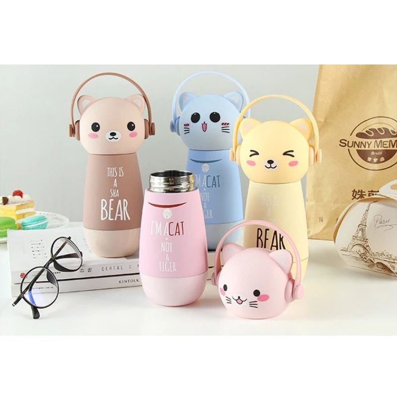 Детский мультфильм из нержавеющей стали Изолированная бутылка для воды крышка