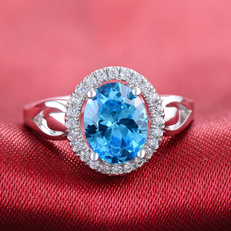 DODO Adjustable Engagement Fidget ​Rings For Women Accessories Wedding Band Oval Blue Stone Cubic Zirconia Vintage Jewelry DD172 |