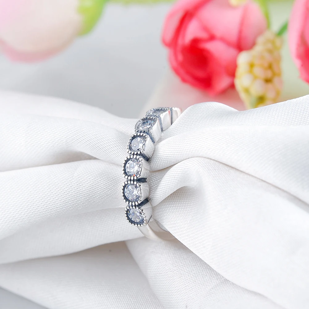 Модное серебряное цветное сказочное Сверкающее кольцо с прозрачным фианитом