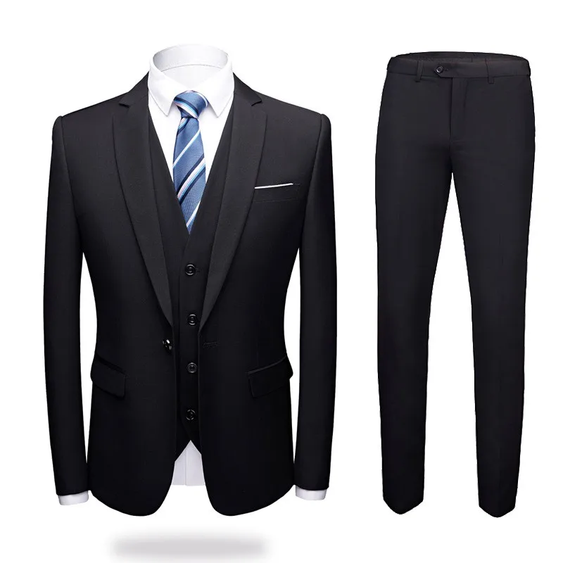 

2021 Latest Designs Men's Wedding Suits Jacket+Vest+Pants Men Three Piece Suits Slim Fit Male Large Size Dress Suits Multi Color
