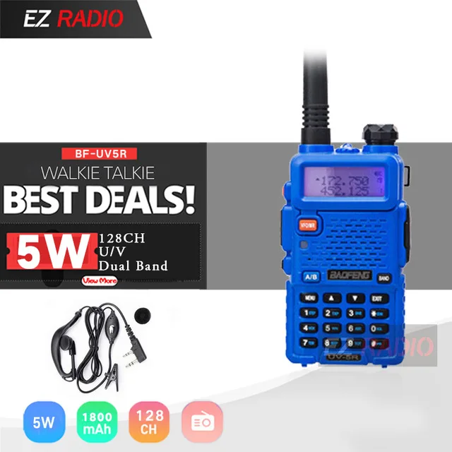 Blue-Headset Baofeng UV-5R рация двойной дисплей двухдиапазонный Baofeng UV5R портативный 5 Вт UHF VHF двухстороннее радио Pofung UV 5R - Цвет: Blue-Headset