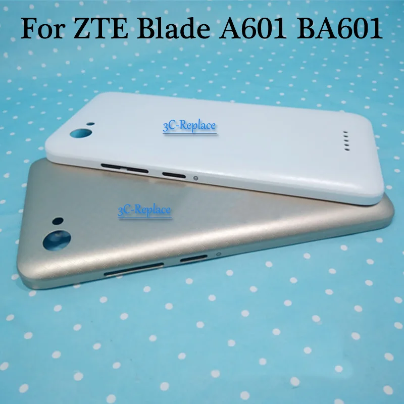 Белый/золотой 5,0 дюйма для zte Blade A601 BA601 задняя крышка батарейного отсека дверной Корпус чехол Задняя стеклянная часть