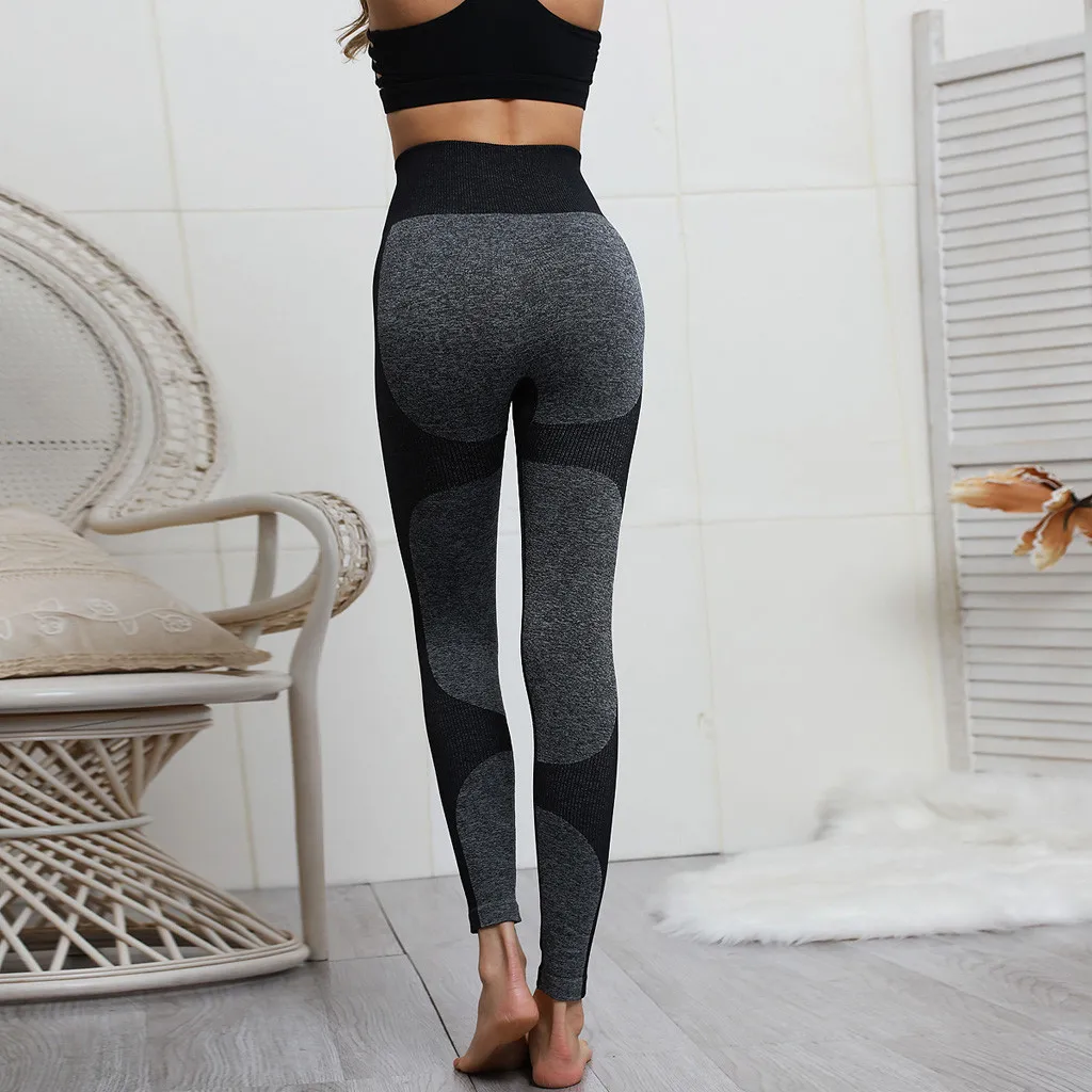 Solid Splice High-waist Yoga Pants Seamless Push Up Leggins Sport Women Fitness Running Yoga Pants Leggings Gym Sport Pant#py