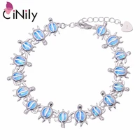 cinily created blue fire opal silver plated wholesale lovely cute tortoise for women jewelry new year gift bracelet 8 78 os656