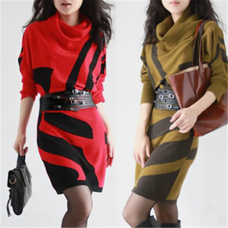 2020 зимний длинный свитер женский Vestidos платье шерстяное рукав &quotлетучая мышь&quot