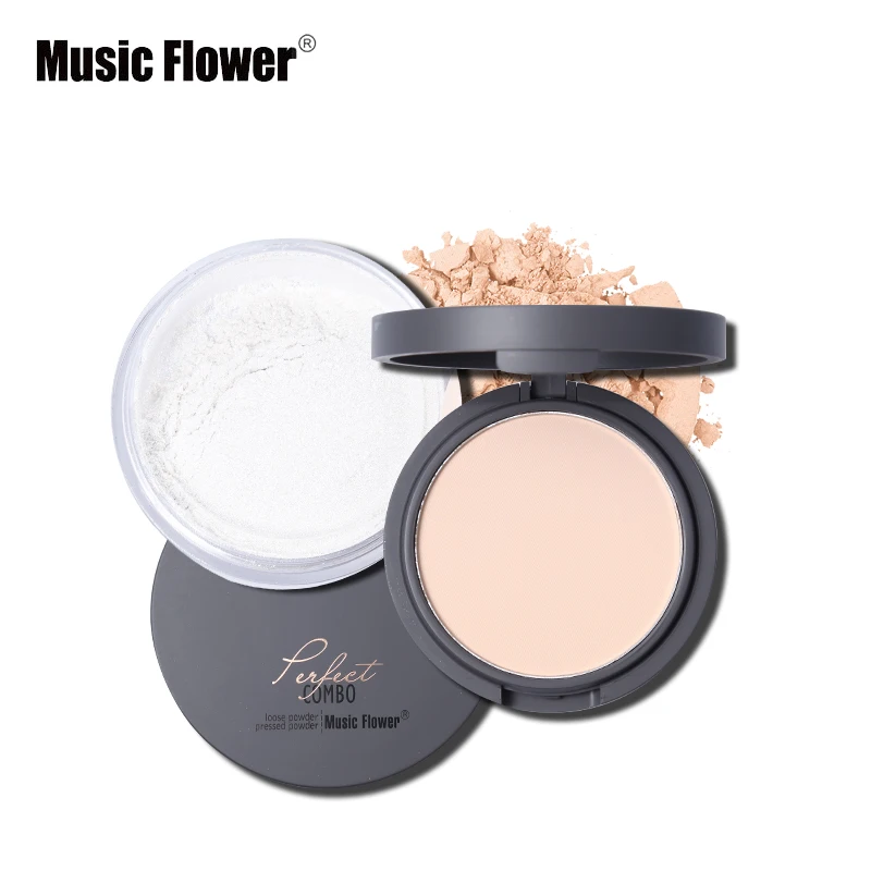 Music Flower 2 в 1 уход за кожей лица Косметическая пудра основа под макияж пудра+ Рассыпчатая Пудра со спонжем идеальная расческа контроль выработки кожного жира косметика