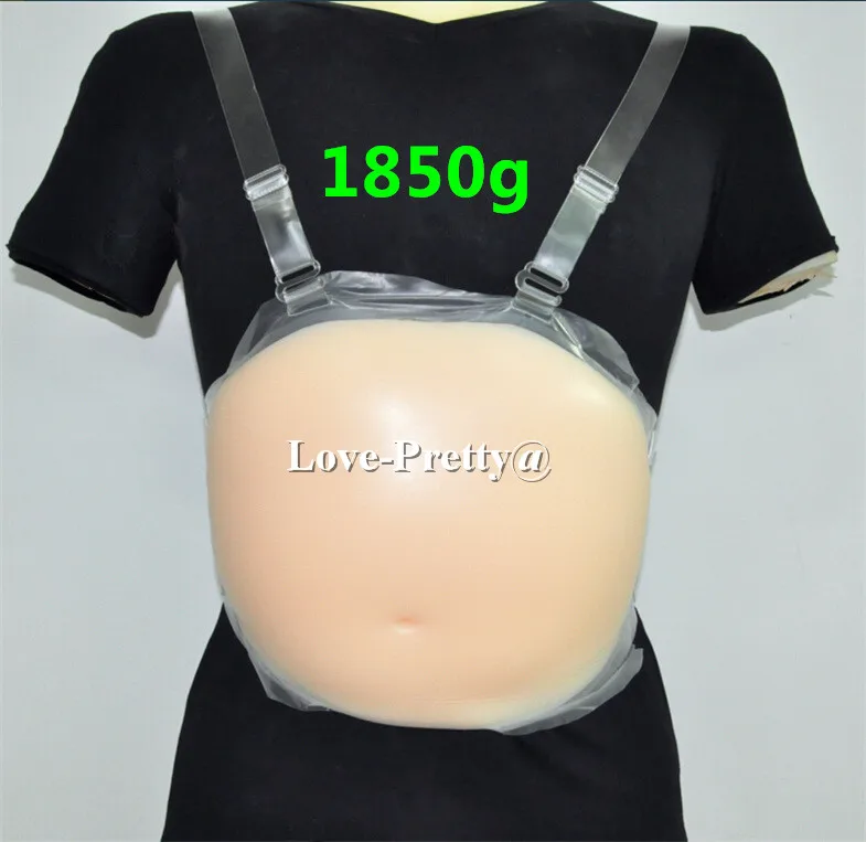 1850g one piece pregnancy month 6 fake silicon belly with shoulder straps calcinha silicone bumbum pregnant |